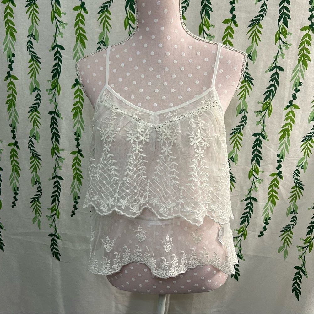 American Eagle Outfitters White Lace Camisole A3